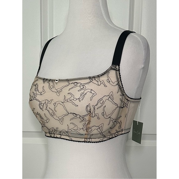 Amour d’Agnette Other - Amour d'Agnette Embroidered Jelly Fabric Bra Sheer Nude Size Large